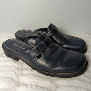 Naturalizer Marla Mule Womens Size 7.5M Navy Slip On Leather Comfort Clog 747006